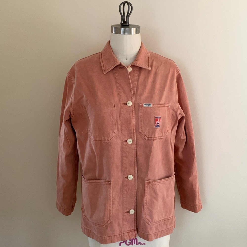 Wrangler Casey Jones Jacket Oversized Denim Chore Mineral Pink Cotton Size XS